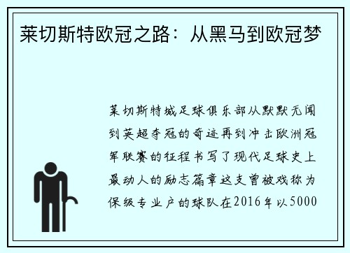 莱切斯特欧冠之路：从黑马到欧冠梦